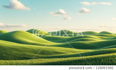 landscape with a green field and a sunset landscape with a green field and a sunset 126063360
