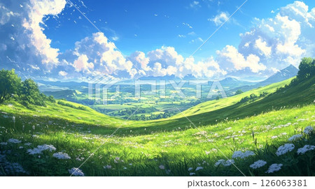 summer landscape with mountains and clouds summer landscape with mountains and clouds 126063381