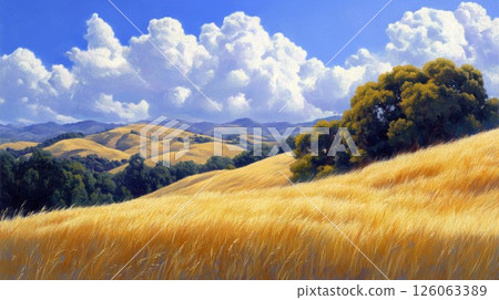 summer landscape with a meadow in mountains summer landscape with a meadow in mountains 126063389