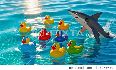 夏天在海裡游泳要小心鯊魚！ ｜小心鯊魚 126063650