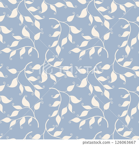 Blue pattern with white leaves. 126063667