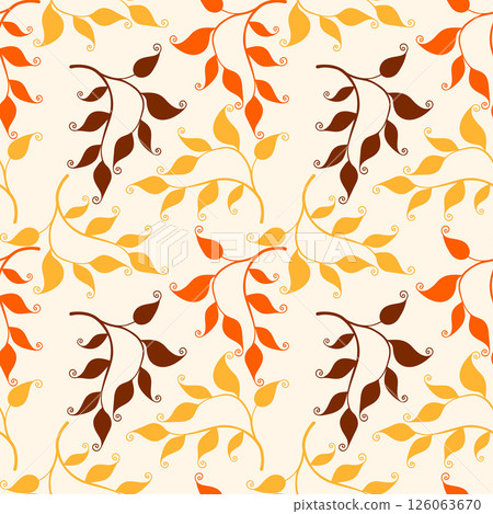 Lace autumn, pattern with bright autumn leaves, beautiful lace leaves with curls. Beauty in nature. Autumn vibe. 126063670