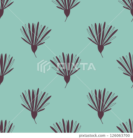 Seamless pattern with silhouette flowers Echinacea, stylized doodle drawings of buds Echinacea.  126063700