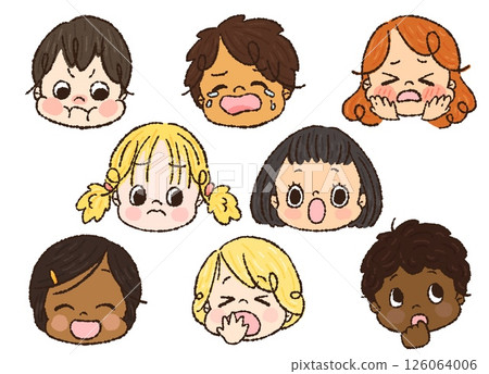 Children with various facial expressions Facial expression set 2 Hand-drawn 126064006