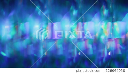 Beam leak. Defocused colorful flare. Abstract blurred glow blue purple reflection on light art luminous background. 126064038