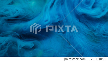 Glitter vapor. Paint water. Defocused blue purple colorful ethereal swirling splash chemical liquid floating on abstract art background. Glitter vapor. Paint water. Defocused blue purple colorful ethereal swirling splash chemical liquid floating on abstract art background. 126064055