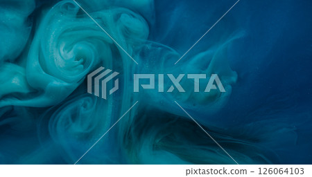 Acrylic fluid. Drop ink. Defocused blue color cloud paint texture in water mix chemical liquid floating on creative art background. Acrylic fluid. Drop ink. Defocused blue color cloud paint texture in water mix chemical liquid floating on creative art background. 126064103
