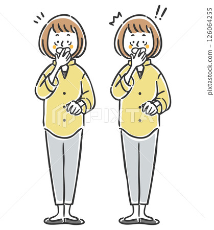 Surprised woman, whole body, vector 126064255