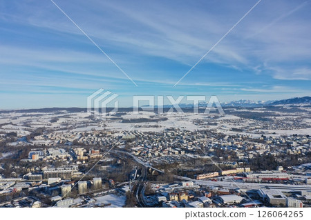 City Winter Snow Aerial Bavaria 126064265