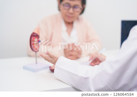 Elderly Patient consultation with doctor for Kidney disease, Urinary system and Stones, Cancer, world kidney day, Chronic kidney, Urology, Nephritis, Renal, Transplant and medical healthcare concept Elderly Patient consultation with doctor for Kidney disease, Urinary system and Stones, Cancer, world kidney day, Chronic kidney, Urology, Nephritis, Renal, Transplant and medical healthcare concept 126064584