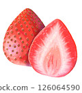 Cut bright red strawberries / Fruit illustration material 126064590