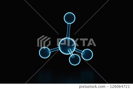 Holographic image of molecule, futuristic element, 126064721
