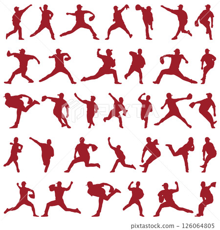 Illustration material: Sports silhouette set baseball 126064805