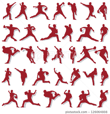 Illustration material: Sports silhouette set baseball 126064808