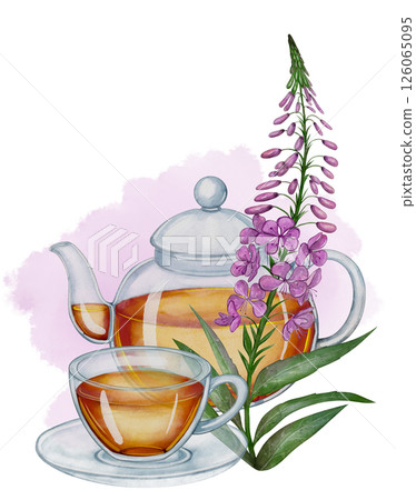 Kettle and cup with fireweed Kettle and cup with fireweed 126065095