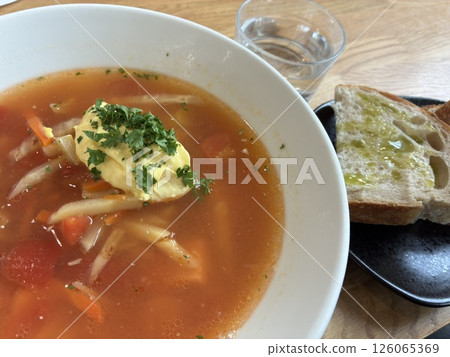 Salmon soup at Hakaniemi Market in Helsinki 126065369