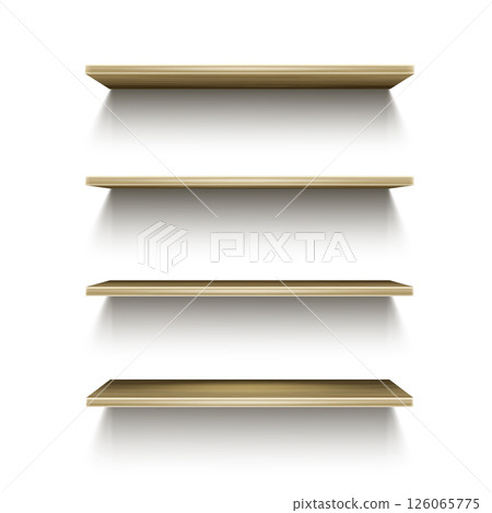 Wooden Wall Shelves with Four Levels Vector Wooden Wall Shelves with Four Levels Vector 126065775