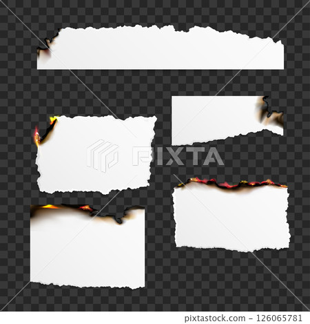 Burnt Torn Paper Edges with Fire Effect Vector 126065781