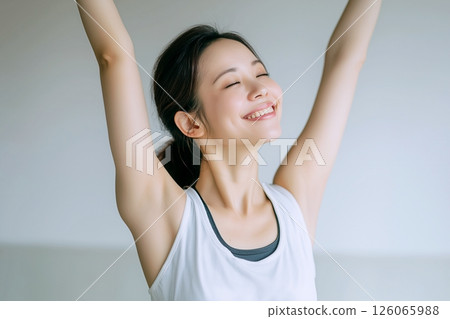 Beautiful woman stretching "AI generated image" 126065988
