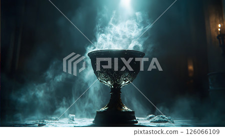 The Holy Grail placed in a dark room 126066109