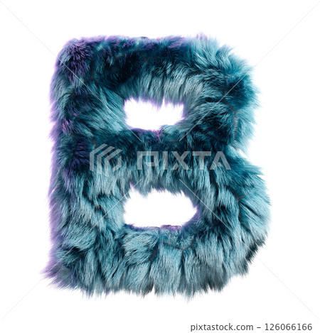 Fluffy Blue Furry Letter B on a Clean White Background 126066166