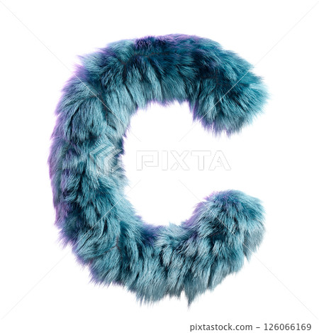 Blue Furry Letter C on a White Background Artfully Designed Blue Furry Letter C on a White Background Artfully Designed 126066169