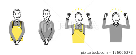 穿著圍裙工作的老人，再就業插圖集 126066378