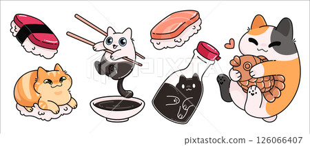 Kawaii food cat stickers Kawaii food cat stickers 126066407