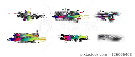 Pixel glitch abstract backgrounds set 126066408