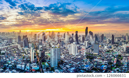 Aerial view of Bangkok city at sunrise, Thailand. Aerial view of Bangkok city at sunrise, Thailand. 126066631