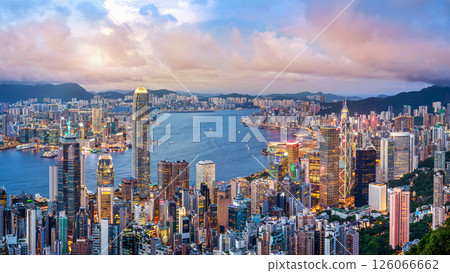 Hong Kong cityscapse at sunset. 126066662