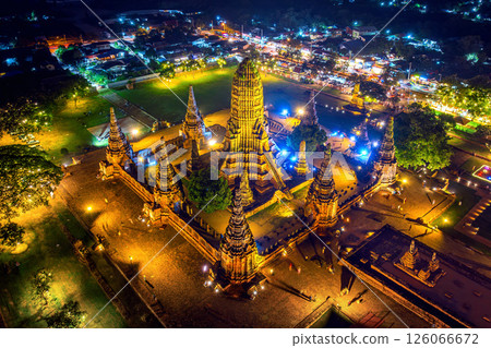 Wat Chaiwatthanaram temple at night, Ayutthaya in Thailand. Wat Chaiwatthanaram temple at night, Ayutthaya in Thailand. 126066672