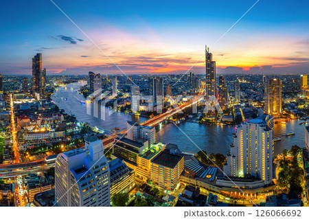 Panorama of Bangkok city at twilight, Thailand. Panorama of Bangkok city at twilight, Thailand. 126066692