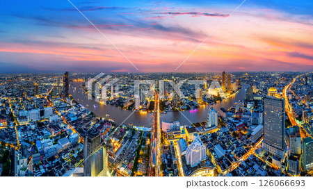 Panorama of Bangkok city at twilight, Thailand. 126066693