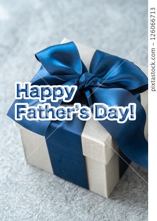 Blue ribbon gift box with Father's Day message 126066713