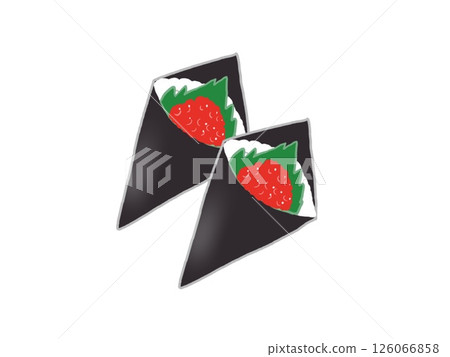 Salmon roe hand roll sushi illustration 126066858