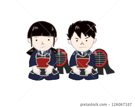 一個人在練習劍道期間休息的插圖 126067187