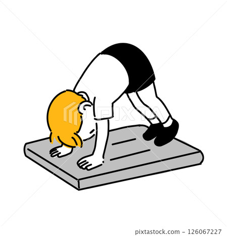 Illustration of a boy doing mat exercises (physical education, gymnastics, elementary school student) 126067227