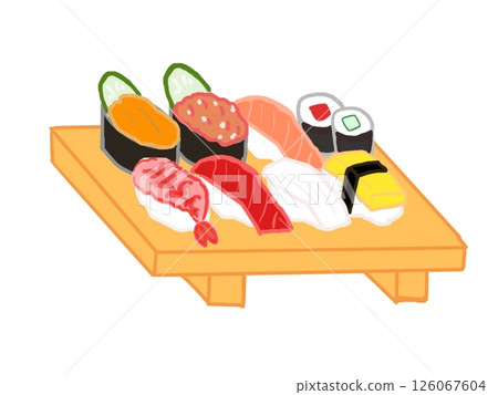 各種壽司手繪插圖 126067604