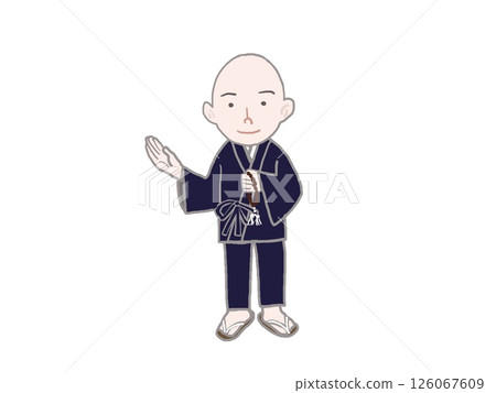 一位僧侶擺出姿勢引導的插圖 一位僧侶擺出姿勢引導的插圖 126067609