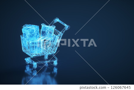 Gifts and shopping cart, 3d rendering. 126067645