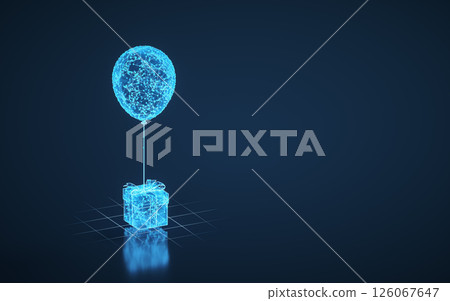 Balloon and present, 3d rendering. 126067647