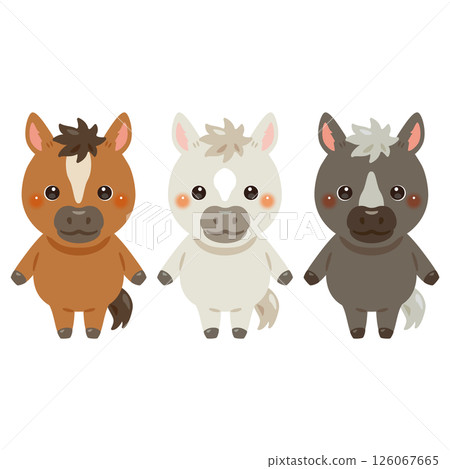 Set of horse character illustrations in different colors 126067665