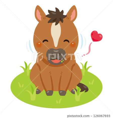 Illustration of a horse grazing on pasture 126067693