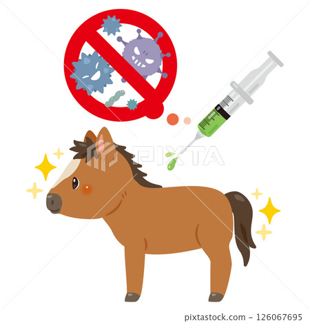 Illustration of a horse receiving a vaccine 126067695