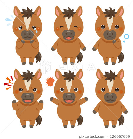 馬人物插圖臉部表情集 126067699