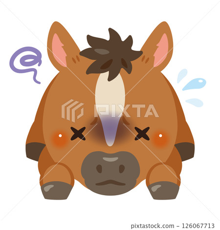 Illustration of a horse lying face down due to poor health Illustration of a horse lying face down due to poor health 126067713