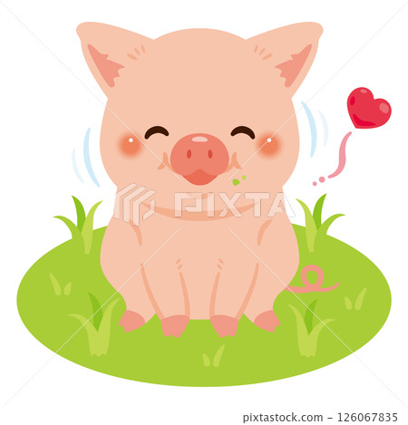 豬在牧場吃草的插圖 126067835