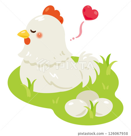 Free-range chicken and eggs illustration Free-range chicken and eggs illustration 126067938