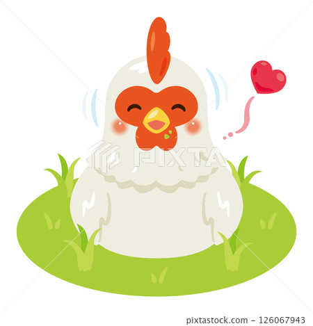 Illustration of a free-range chicken eating grass Illustration of a free-range chicken eating grass 126067943